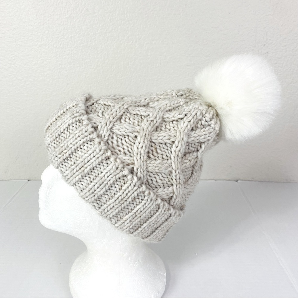 Made In Italy Cable Knit Beanie W/ Pom Wool/Alpaca OS